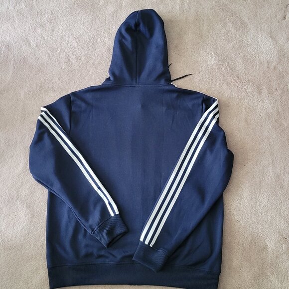 Adidas Navy Blue Hoodie with White Stripes - Picture 10 of 11